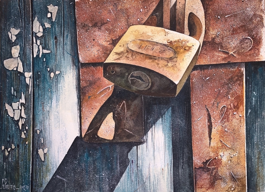 Old door in blues